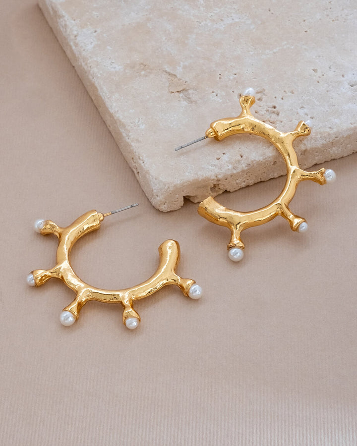 Pearl Studded Hoop Earrings